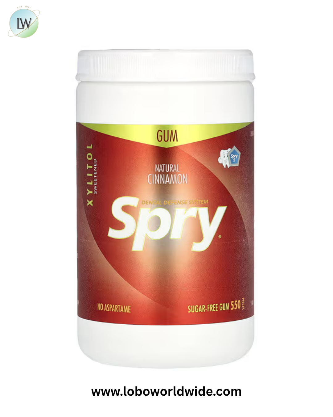 Xlear, Spry, Chewing Gum, Natural Cinnamon, Sugar Free, 550 Pieces