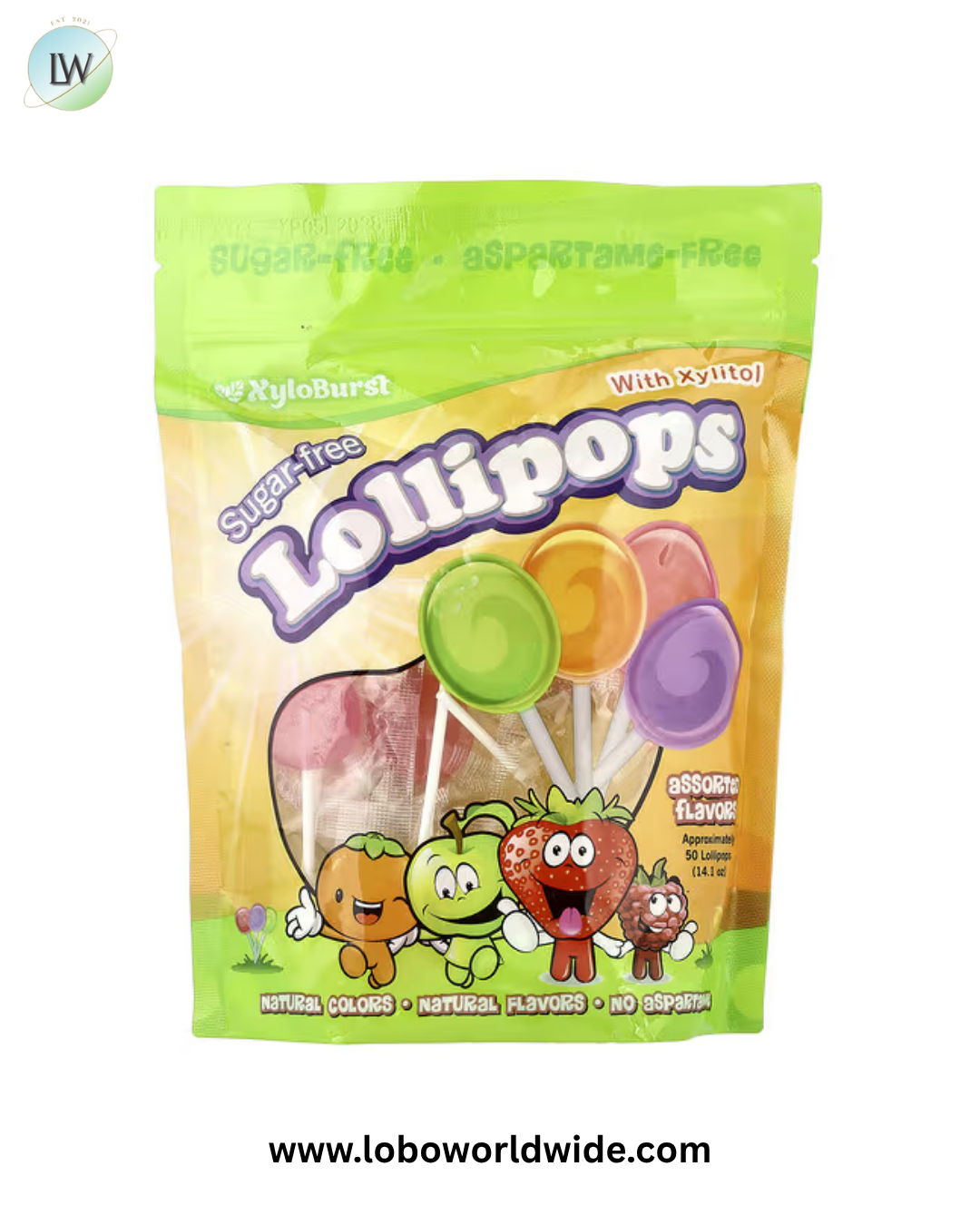 Xyloburst, Sugar-Free Lollipops with Xylitol, Assorted Flavors, 50 Lollipops, 14.1 oz
