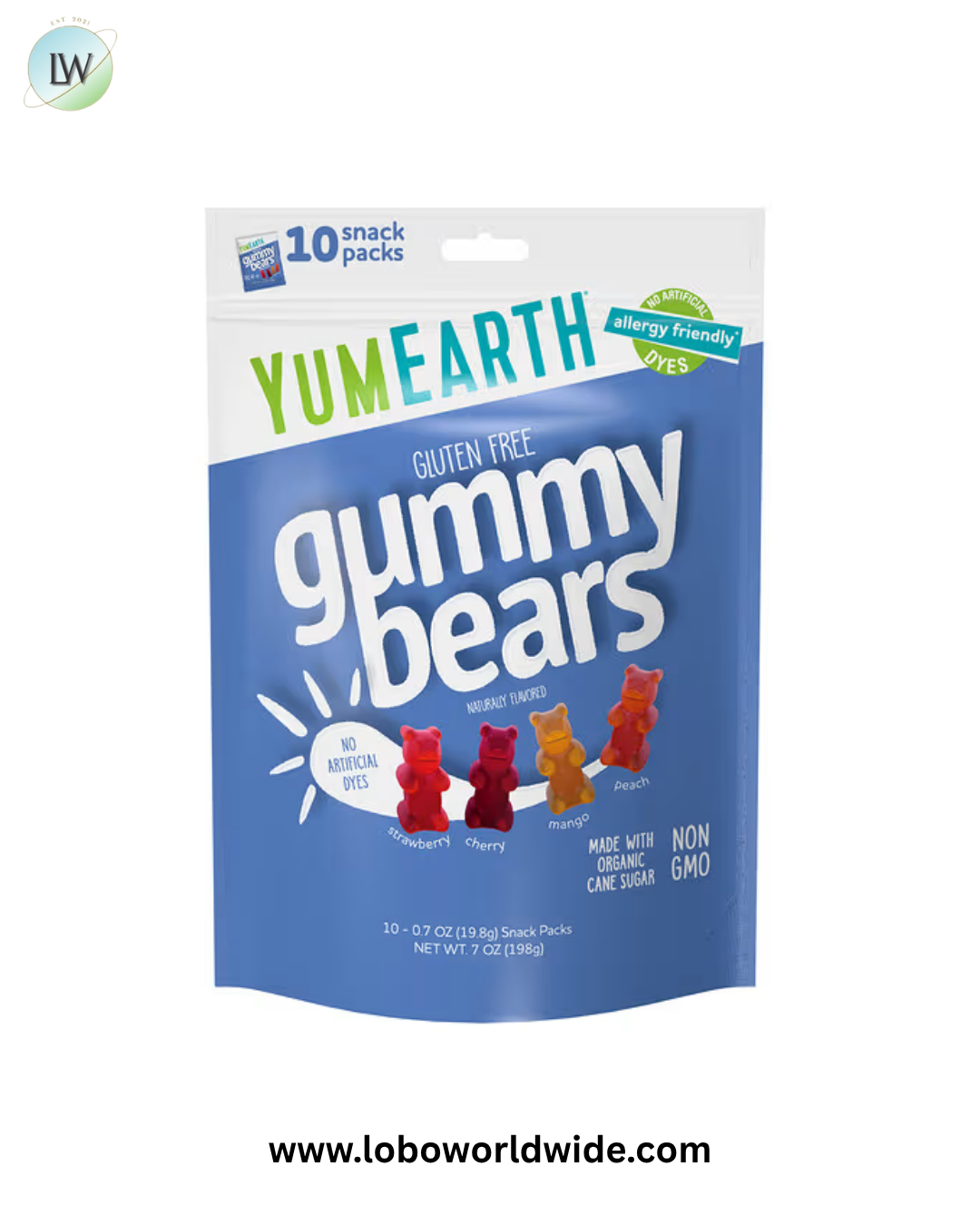 YumEarth, Gluten Free Gummy Bears, Strawberry, Cherry, Mango, Peach, Snack Packs, 0.7 oz (19.8 g) Each