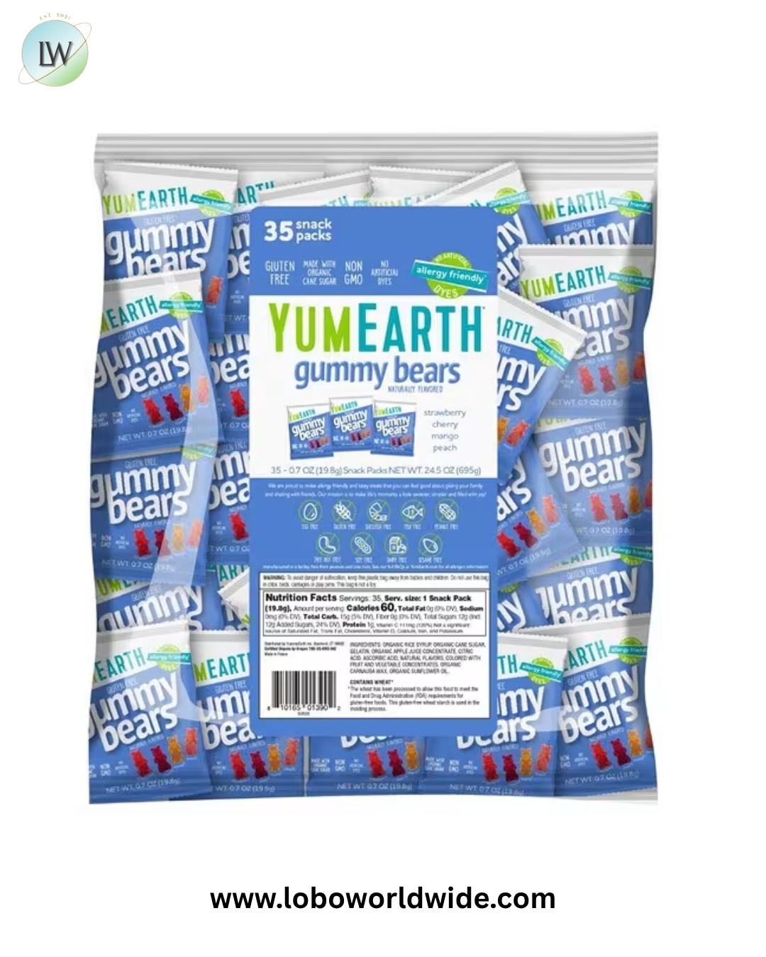 YumEarth, Gummy Bears, Assorted, 35 Snack Packs, 0.7 oz (19.8 g) Each