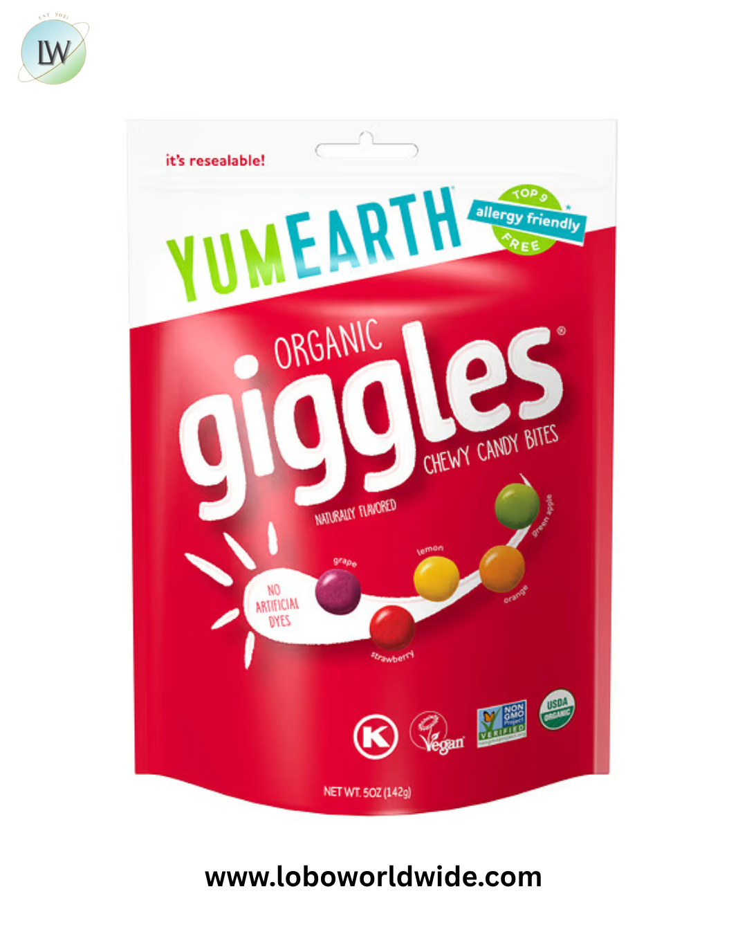 YumEarth, Organic Giggles™, Chewy Candy Bites, 5 oz (142 g)