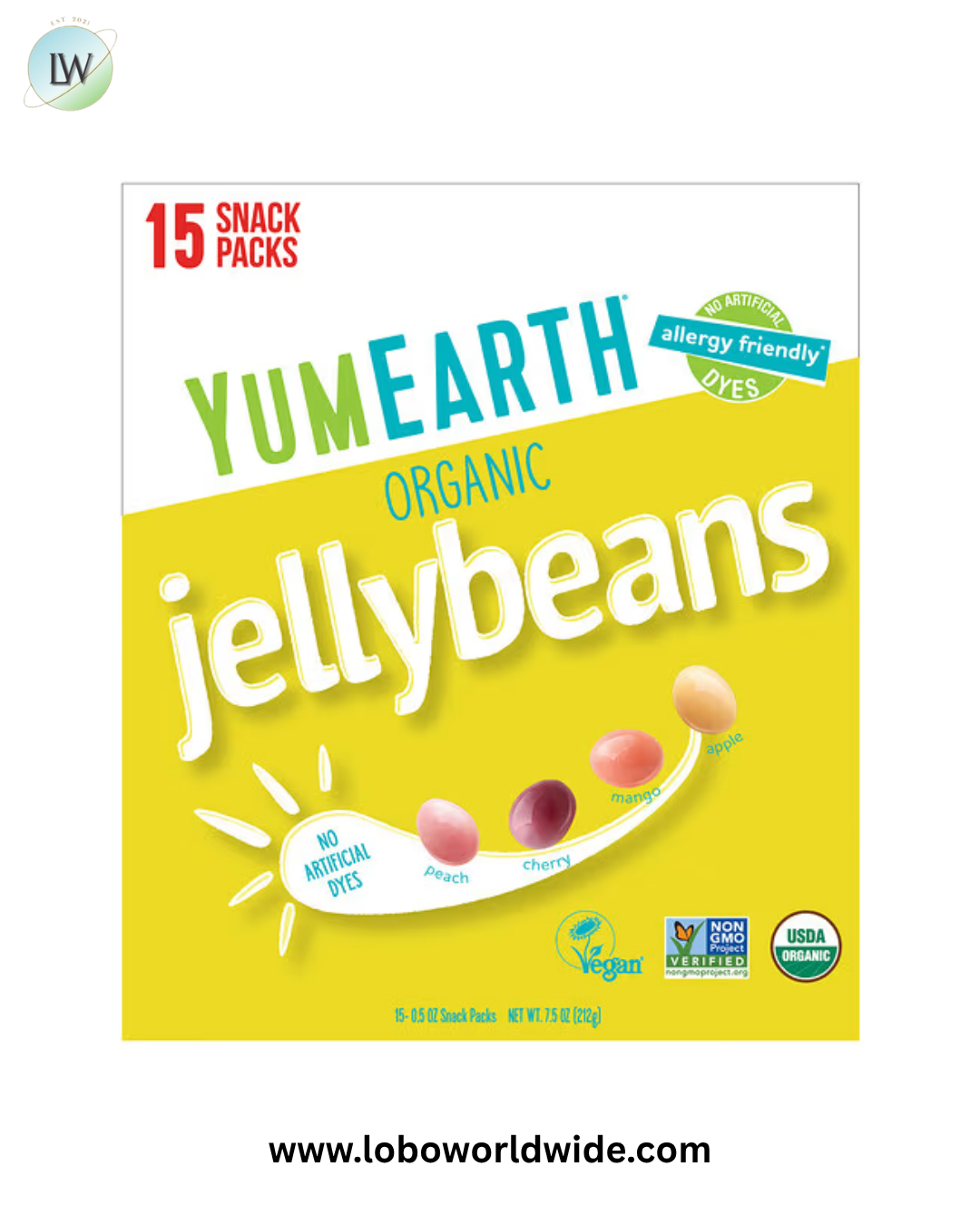 YumEarth, Organic Jelly Beans, 15 Snack Packs, 0.5 oz (14 g) Each