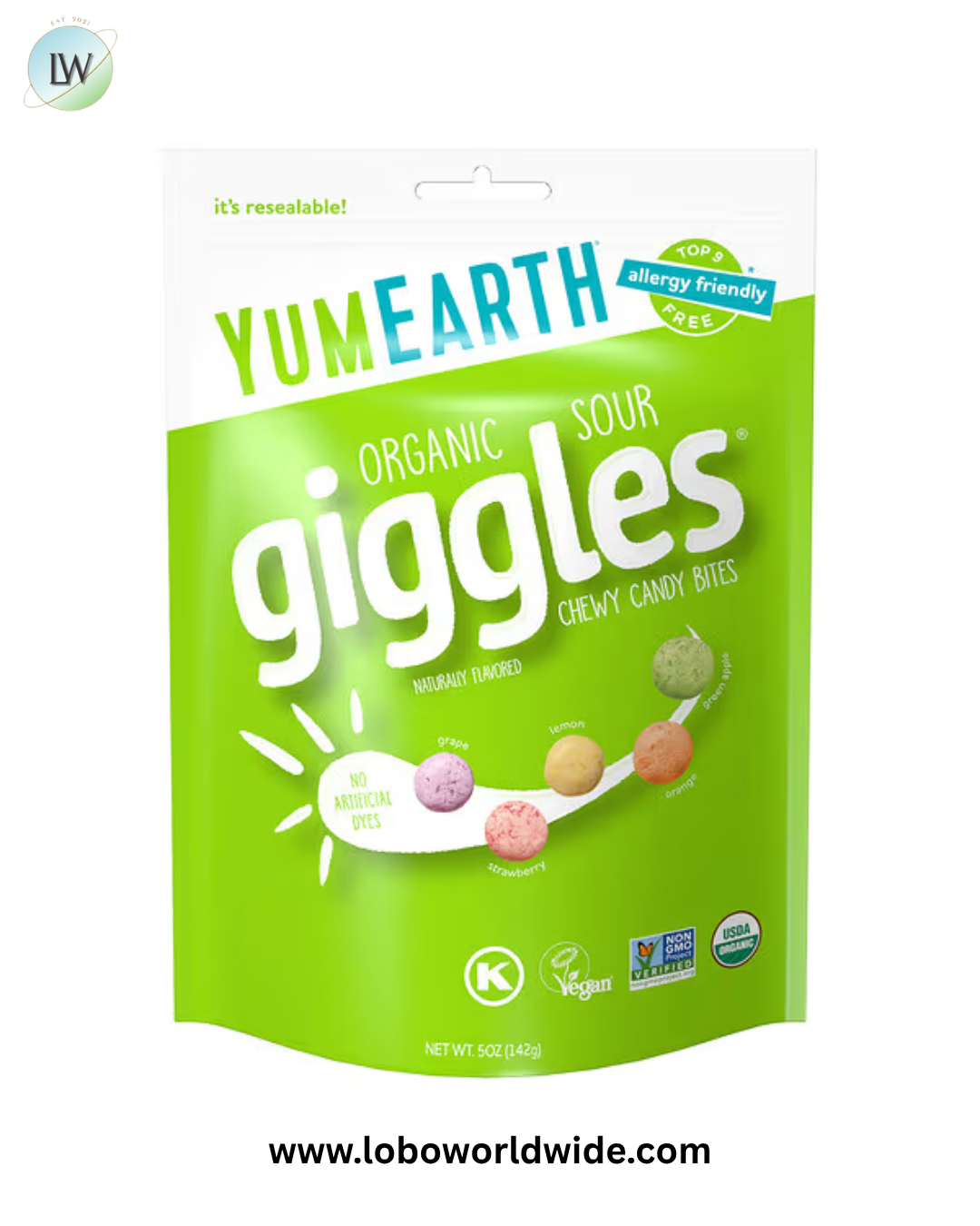 YumEarth, Organic Giggles®, Chewy Candy Bites, Sour, 5 oz (142 g)