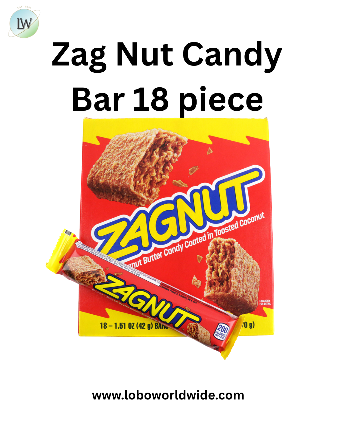 Zag Nut Candy Bar 18 piece