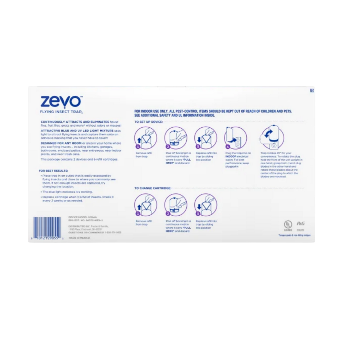 Zevo Flying Insect Trap Starter Kit, 2 Devices + 6 Refills