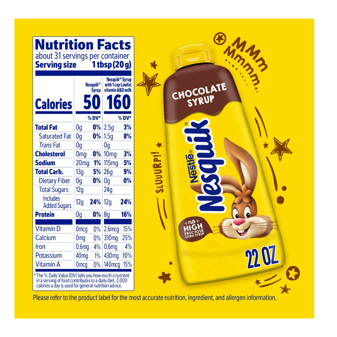 Nesquik Chocolate Syrup for Milk or Ice Cream, 22 oz (Pack of 3)
