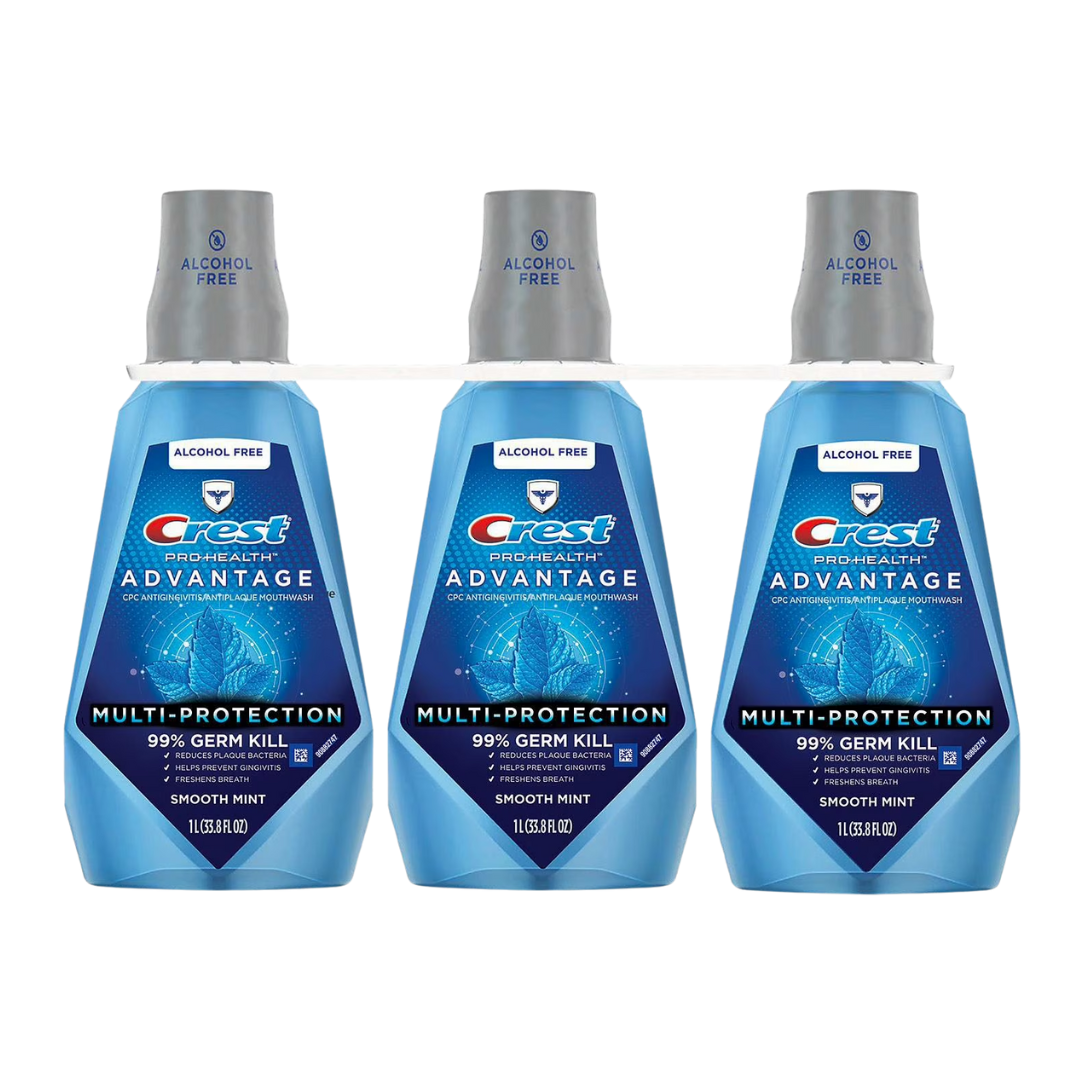 Crest Pro-Health Advantage Multi-Protection Mouthwash, Smooth Mint, 33.8 fl. oz., 3 pk.