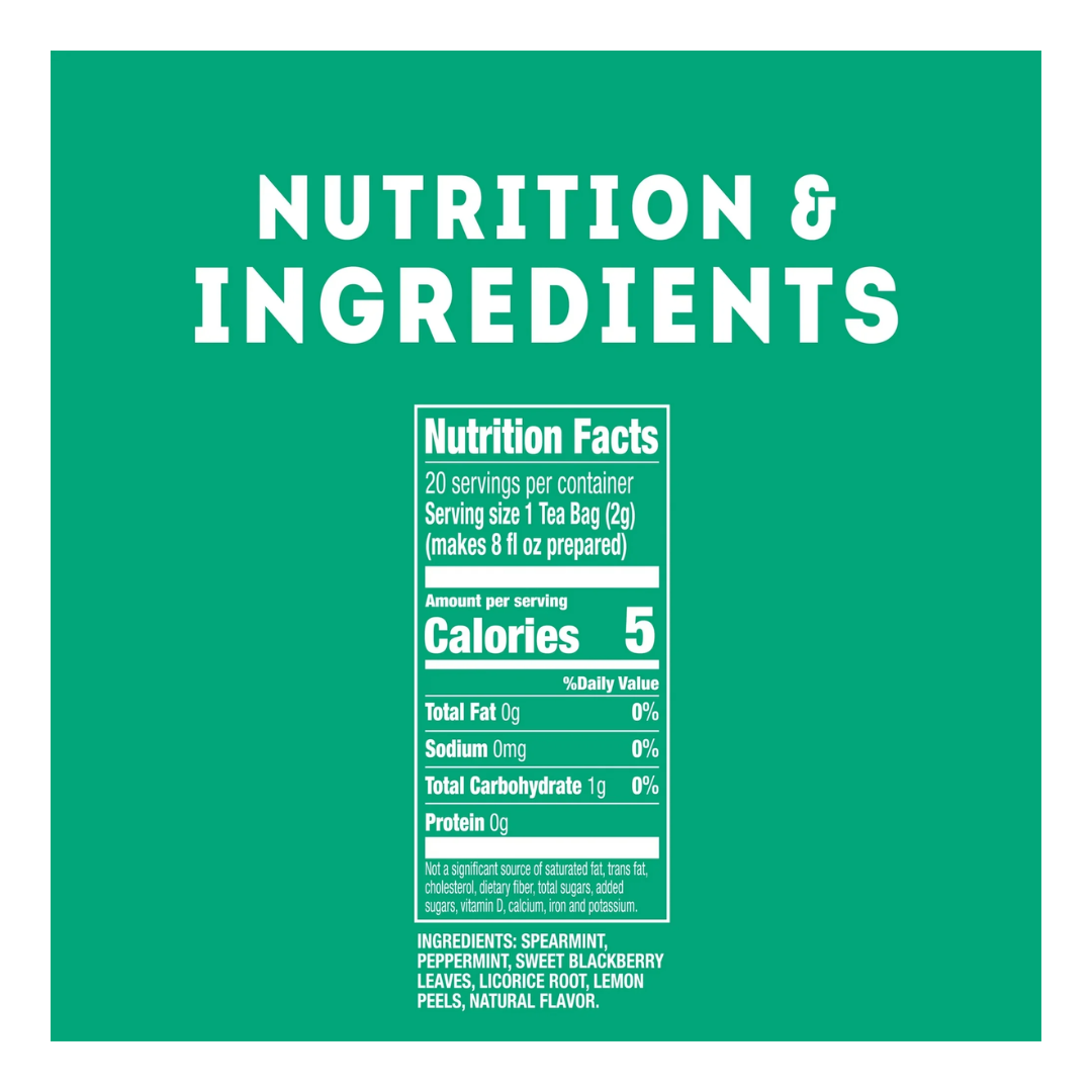 Lipton Smooth Mint Tea Bags, Fruit & Herbal Tea, Caffeine Free, 80 Tea bags