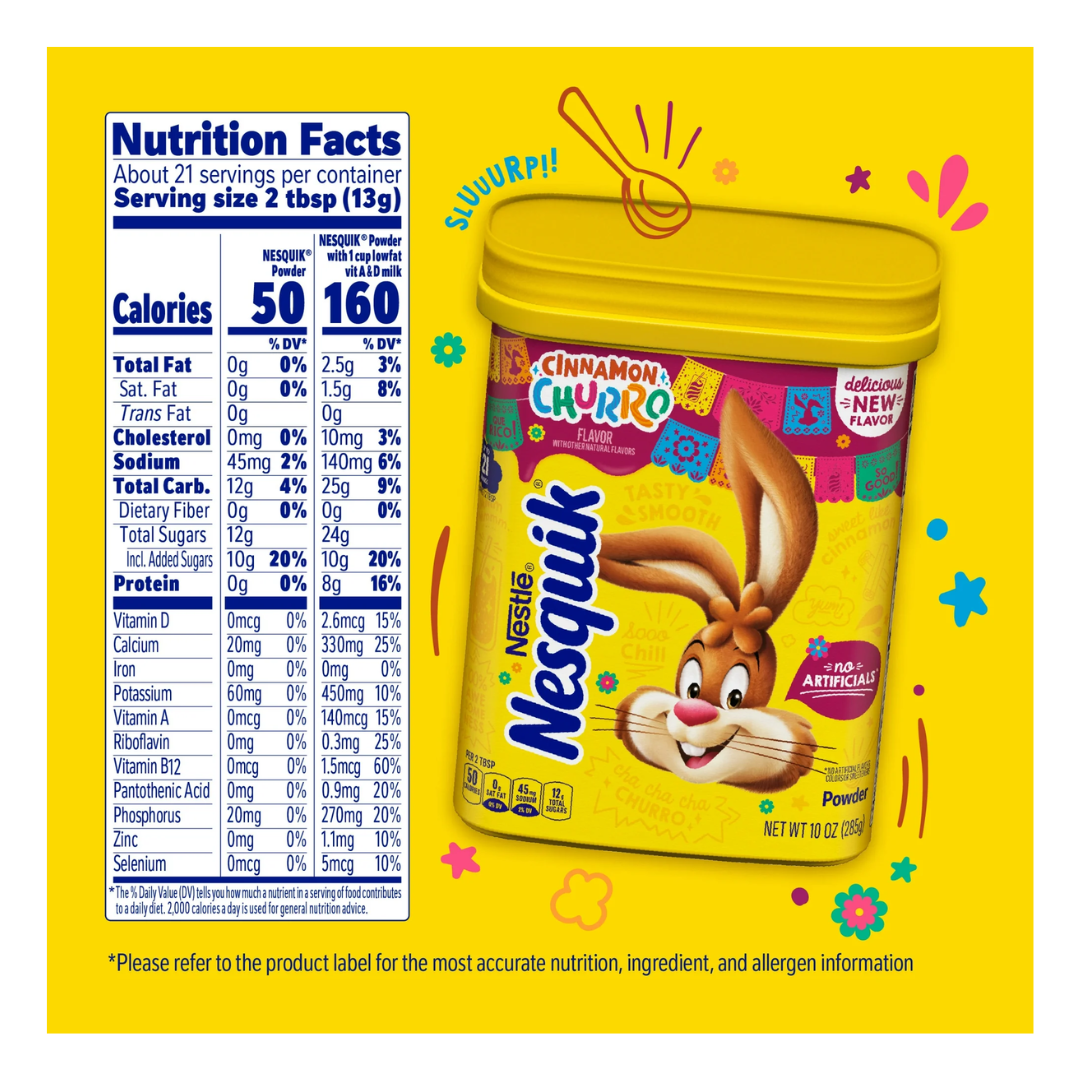 Nesquik Cinnamon Churro Flavor Powder Drink Mix, 10 oz (Pack of 3)