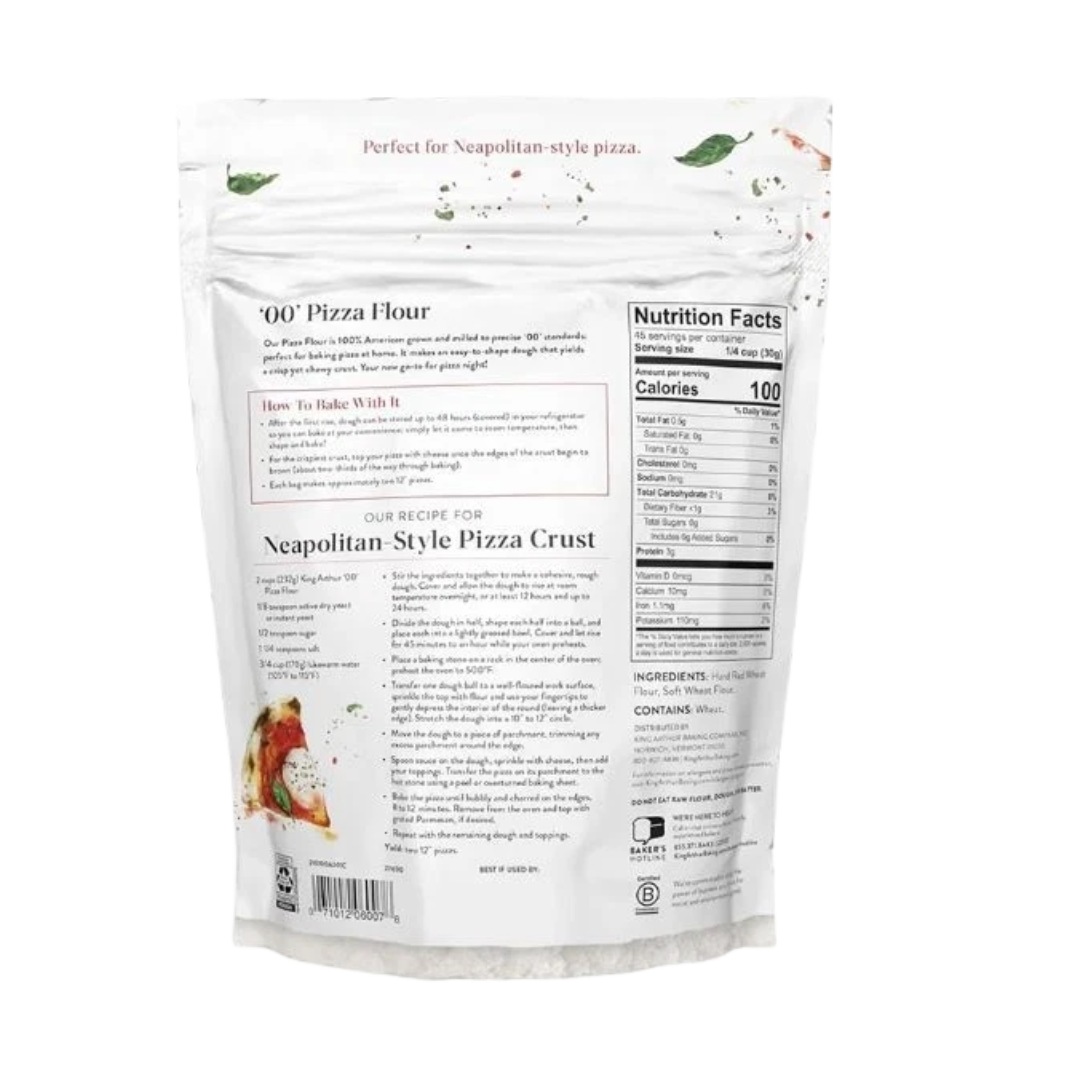 King Arthur 00 Pizza Flour, Non-GMO Project Verified, 100% American Grown Wheat, 3lb