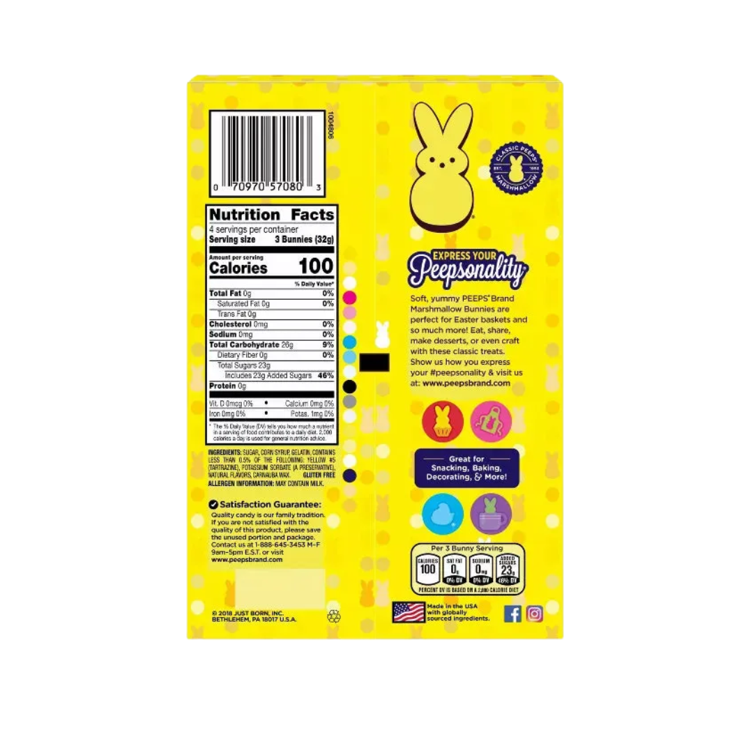Peeps Marshmallow Candy Bunnies - Yellow: 12-Piece Pack