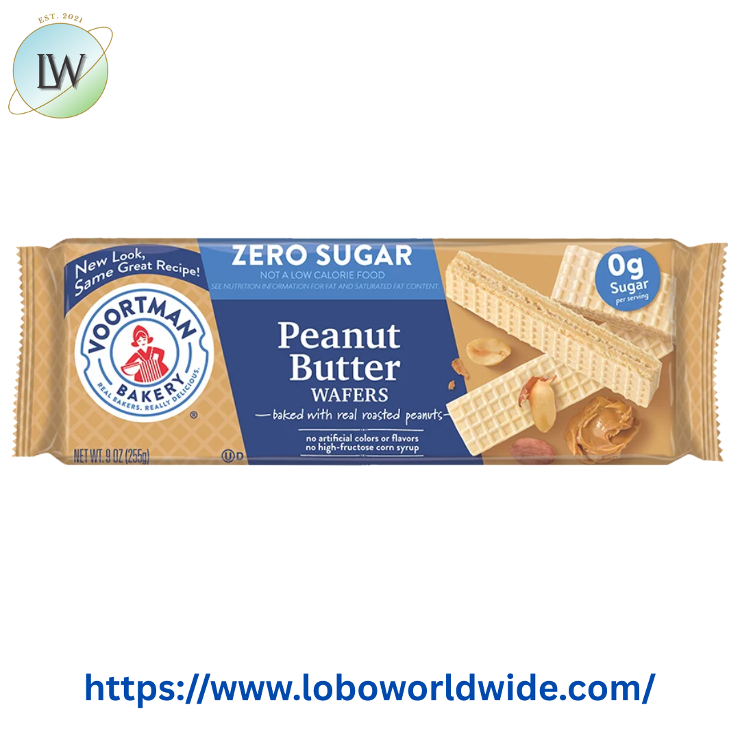 VOORTMAN Zero Sugar Peanut Butter Wafers, No Artificial Colors or Flavors - 9oz