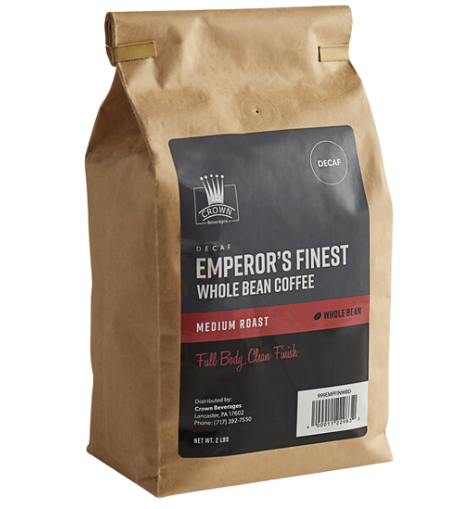 Crown Beverages Emperor's Finest Whole Bean Decaf Coffee 2 lb.