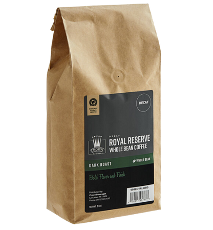 Crown Beverages Royal Reserve Sumatra Decaf Whole Bean Coffee 2 lb. - 5/Case