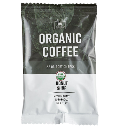 Crown Beverages Organic Donut Shop Coffee Packet 2.5 oz. - 24/Case