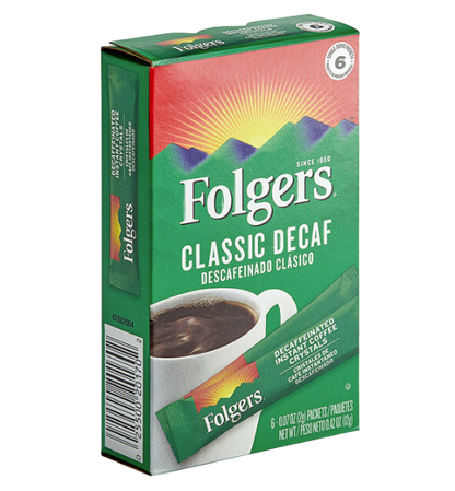 Folgers Classic Decaf Instant Coffee Packets - 72/Case