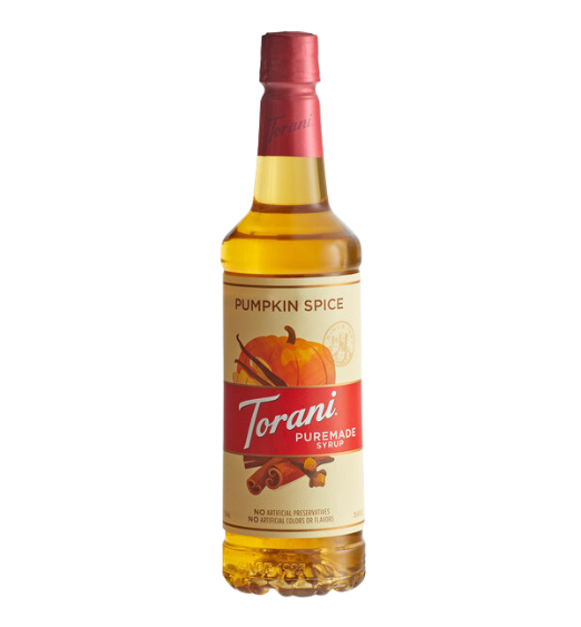 Torani Puremade Pumpkin Spice Flavoring Syrup 750 mL Plastic Bottle