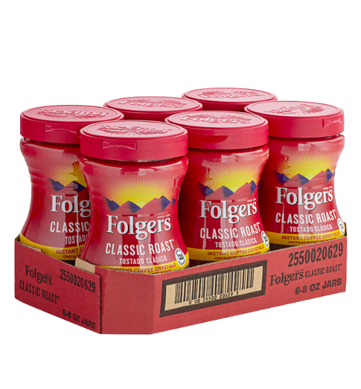 Folgers Classic Roast Instant Coffee 8 oz. - 6/Case