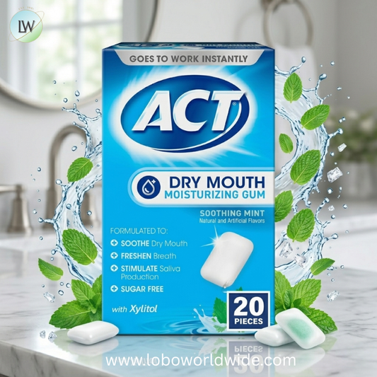 ACT Dry Mouth Moisturizing Gum With Xylitol, Soothing Mint, 20 ct.