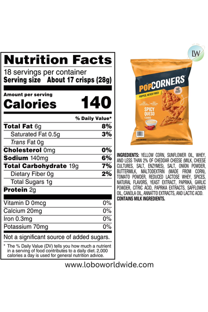 PopCorners Popped-Corn Snack, 18 oz.