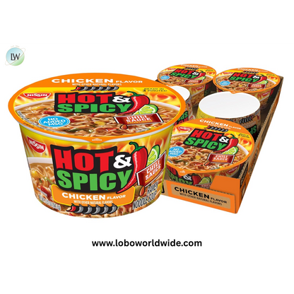Nissin Hot & Spicy Ramen Noodle Soup, Chicken, 3.32 Ounce (Pack of 6)