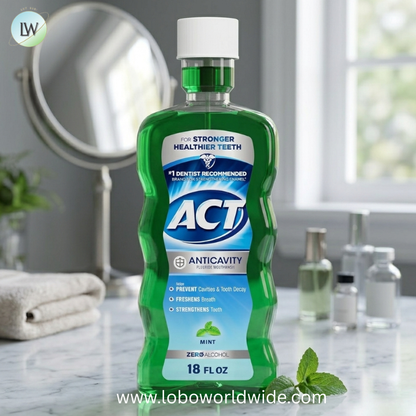ACT Anticavity Zero Alcohol Fluoride Mouthwash 18 fl. oz., With Accurate Dosing Cup, Mint