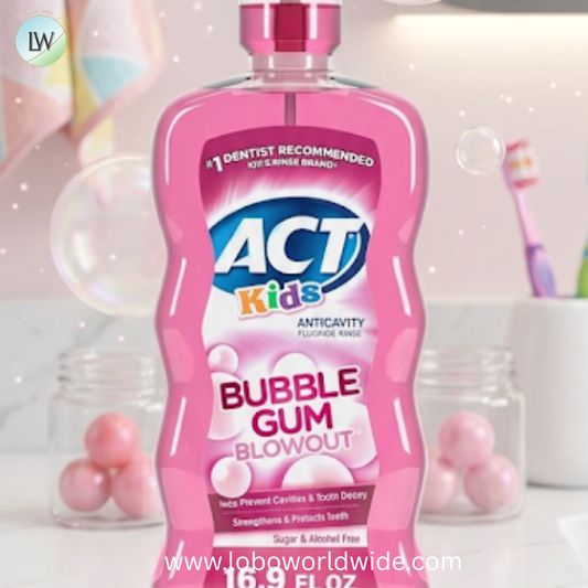 ACT Kids Anticavity Fluoride Mouthwash, Sugar & Alcohol Free Mouth Rinse Strengthens Teeth, Bubble Gum Blowout, 16.9 fl. oz.