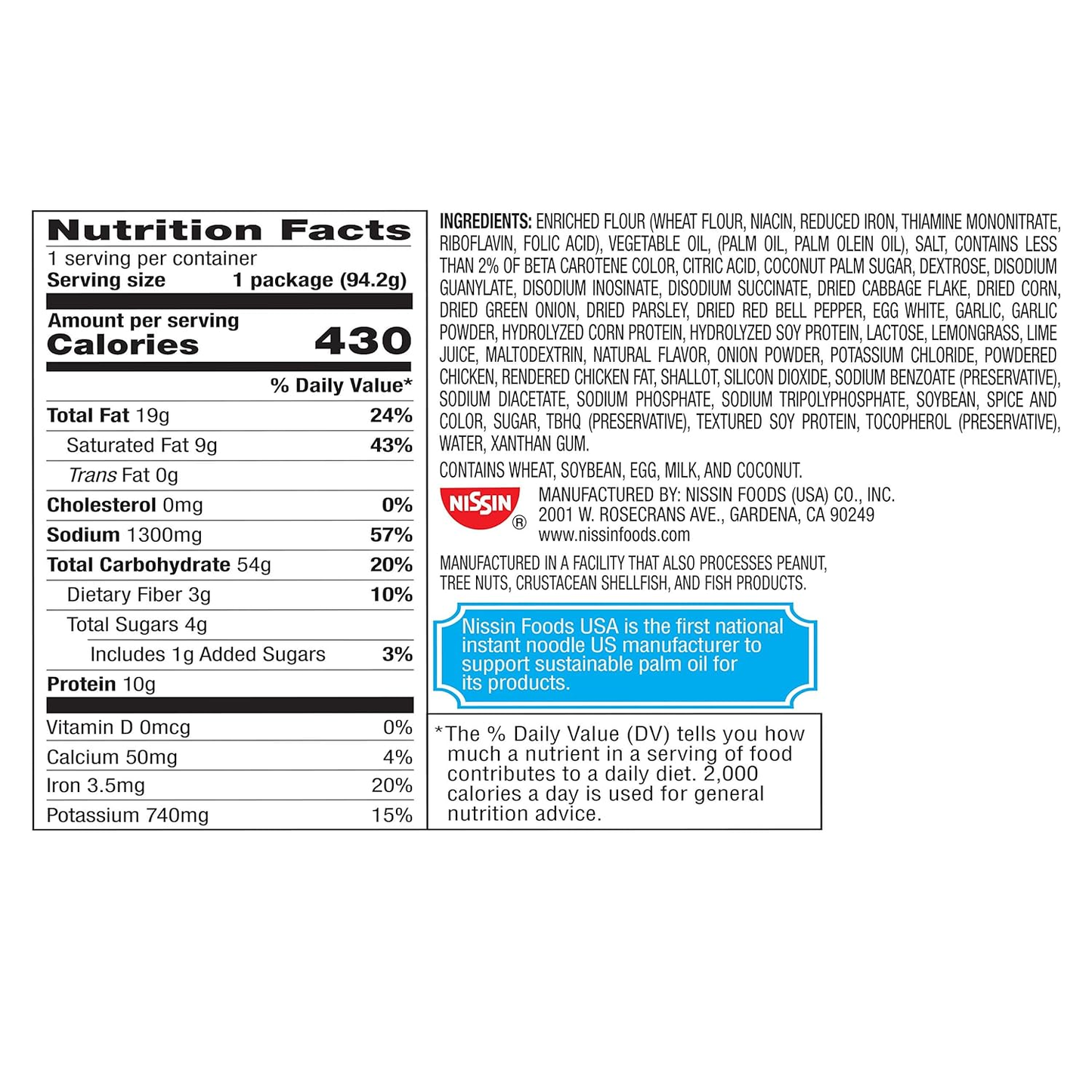 Nissin Hot & Spicy Ramen Noodle Soup, Chicken, 3.32 Ounce (Pack of 6)