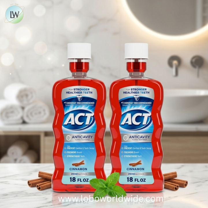ACT Anticavity Zero Alcohol Fluoride Mouthwash 18 fl. oz., With Accurate Dosing Cup, Cinnamon