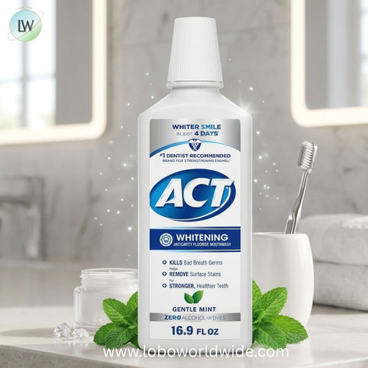 ACT Whitening + Anticavity Fluoride Mouthwash 16.9 fl. oz. With Zero Alcohol, Dye Free, Gentle Mint