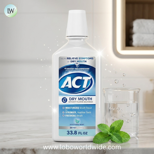 ACT Dry Mouth Anticavity Zero Alcohol Fluoride Mouthwash, Soothing Mint, 33.8 fl. oz.