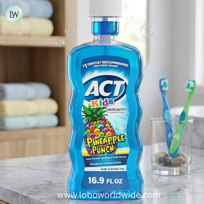 ACT Kids Anticavity Fluoride Rinse 16.9 fl. oz. Accurate Dosing Cup, Alcohol Free