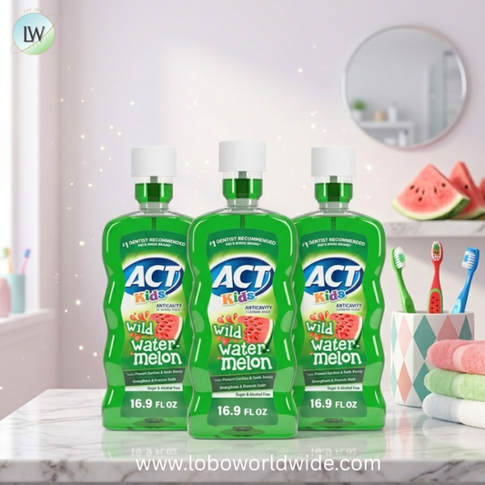 ACT Kids Anticavity Fluoride Mouthwash, Sugar & Alcohol Free Mouth Rinse Strengthens Teeth, Wild Watermelon, 16.9 fl. oz., 3 Pack