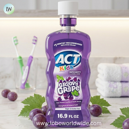 ACT Kids Anticavity Fluoride Rinse 16.9 fl. oz. Accurate Dosing Cup, Alcohol Free