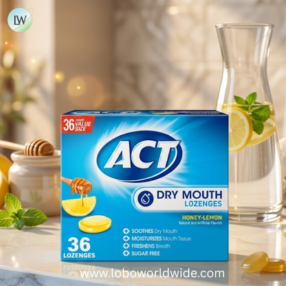 ACT Dry Mouth Lozenges with Xylitol, Sugar Free Honey-Lemon, 36 Lozenges