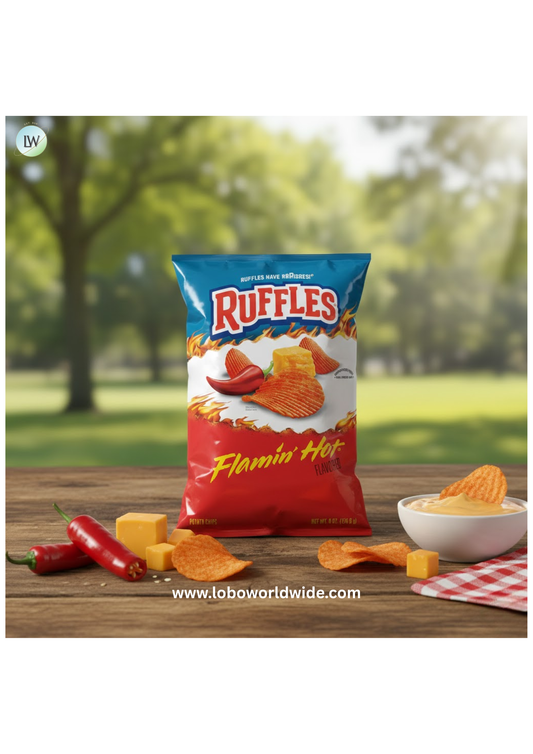 Ruffles Flamin' Hot Flavored Potato Snack Chips, 8.0 oz Bag