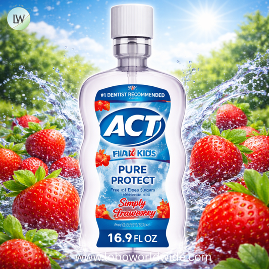 ACT Kids Pure Protect Anticavity Fluoride Rinse, Natural Strawberry Flavor Without Sugar, Free from Dyes & Alcohol, 16.9 fl. oz.
