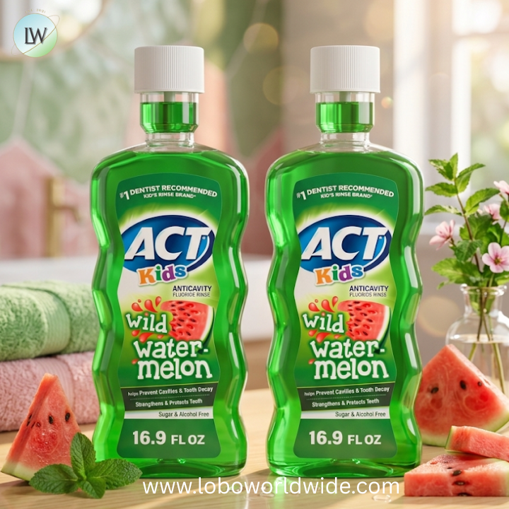 ACT Kids Anticavity Mouthwash, Wild Watermelon | Fluoride Rinse | Alcohol Free | 16.9 fl. oz. | Pack of 2