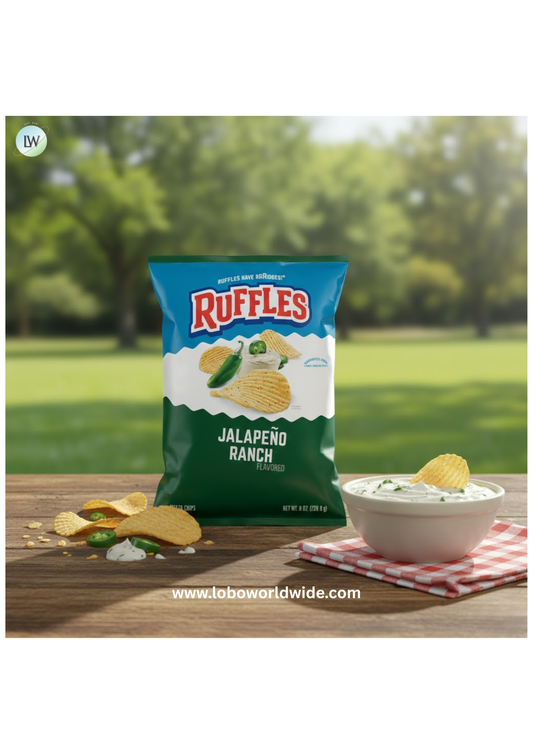 Ruffles Potato Chips Jalapeno Ranch Flavored 8.0 oz Bag