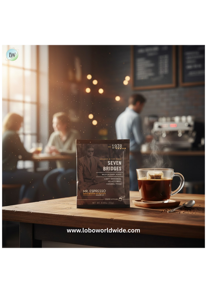 Mr. Espresso Organic Seven Bridges Blend Coffee Single Serve Bag - 100/Case