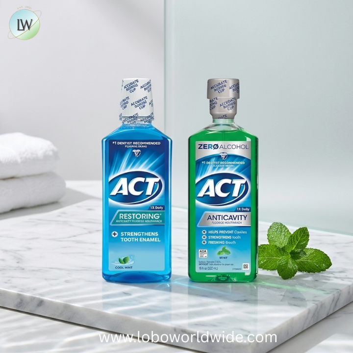 ACT Fluoride Mouthwash Bundle with Restoring 18 fl. oz. Cool Mint and Anticavity 18 fl. oz. Mint Rinses