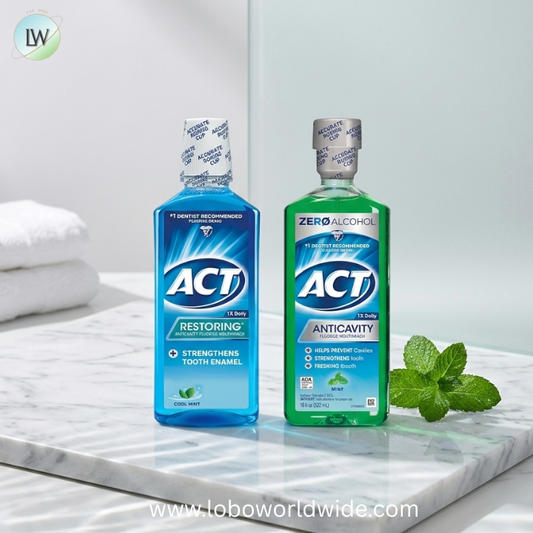 ACT Fluoride Mouthwash Bundle with Restoring 18 fl. oz. Cool Mint and Anticavity 18 fl. oz. Mint Rinses