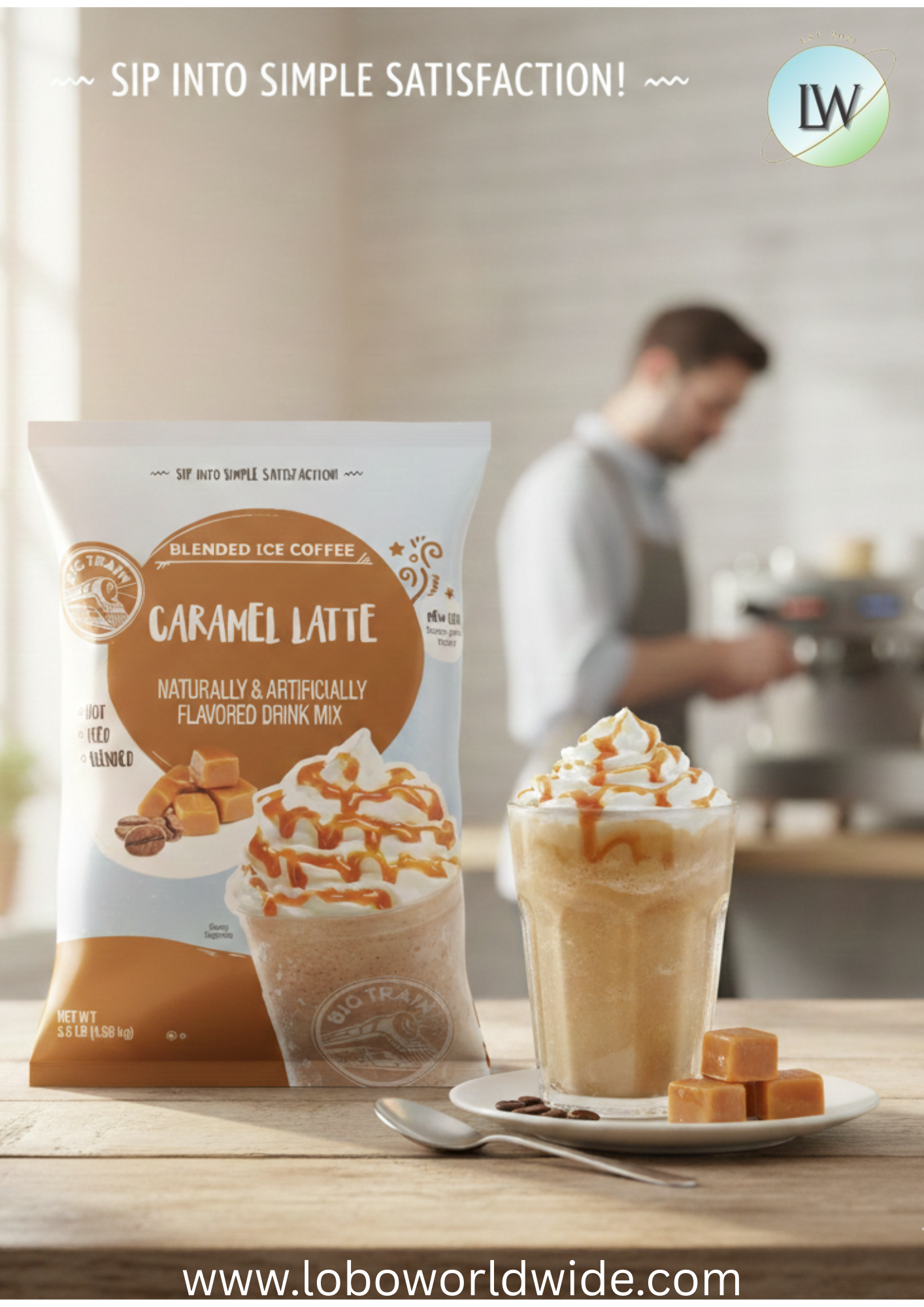 Big Train 3.5 lb.  Blended Ice Coffee Mix-5/case & 4/case (various flavours)