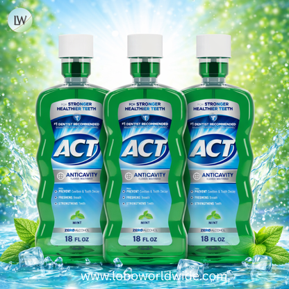 ACT Anticavity Fluoride Mouthwash, Triple Action, Mint, 18 fl. oz.