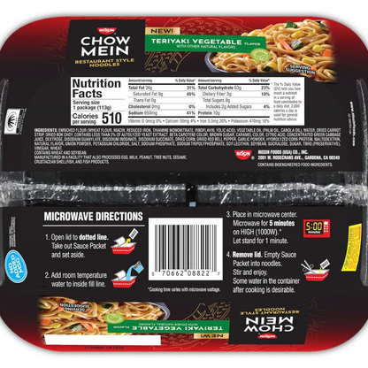 Nissin Chow Mein Noodles, Teriyaki Vegetable, 4 Ounce