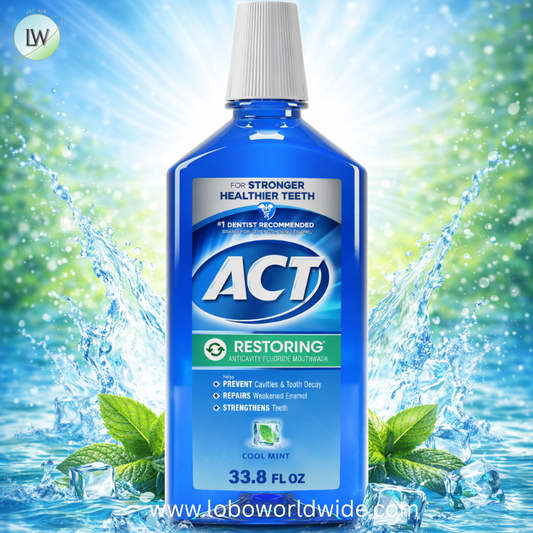 ACT Restoring Anticavity Fluoride Mouthwash With 11% Alcohol, Repairs Enamel & Strengthens Teeth, Cool Mint, 33.8 fl. oz.