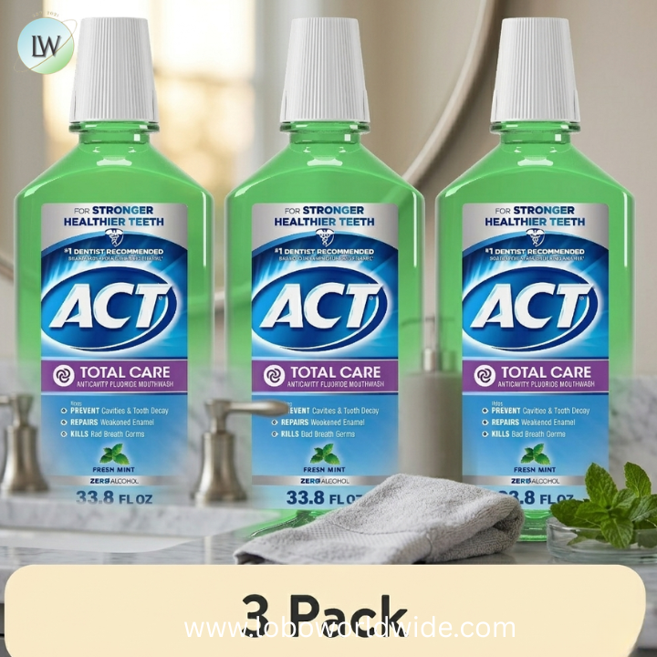 ACT Total Care Anticavity Fluoride Mouthwash, Fresh Mint, 33.8 fl. oz.