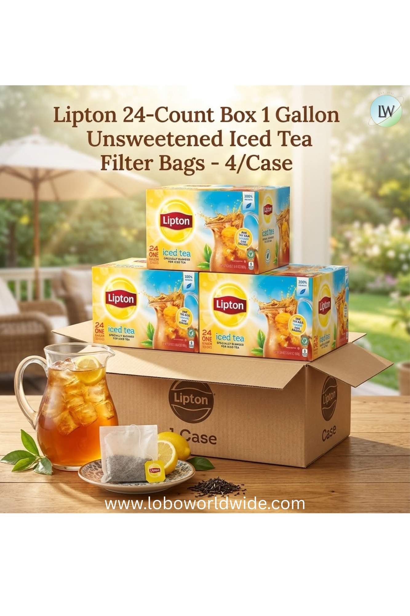 Lipton 24-Count Box 1 Gallon Unsweetened Iced Tea Filter Bags - 4/Case