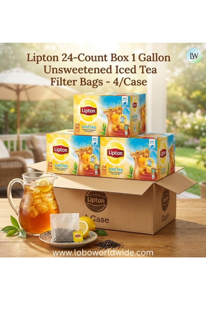 Lipton 24-Count Box 1 Gallon Unsweetened Iced Tea Filter Bags - 4/Case