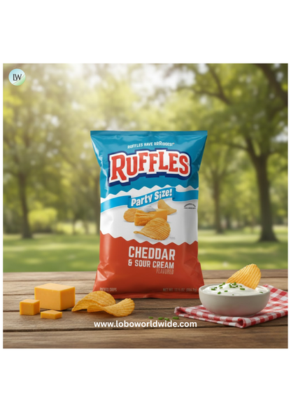 Ruffles Cheddar & Sour Cream Potato Snack Chips,Party Size, 12.5 oz Bag